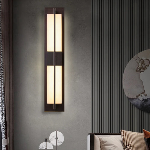 LED-Wandleuchte aus Kupfer mit spanischem Marmorstreifen - vue 4 sur 12