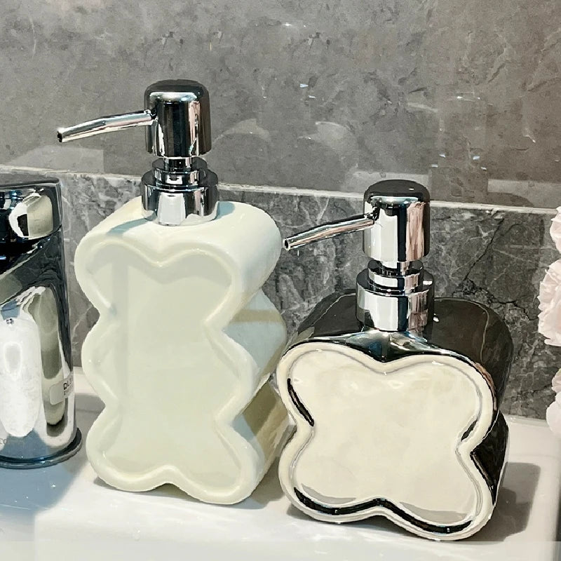 bouteille en céramique créative en forme de fleur pour gel et savon - vue 6 sur 10