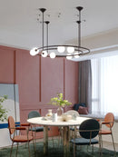 lustre moderne créatif orbite planète en verre led décoration café