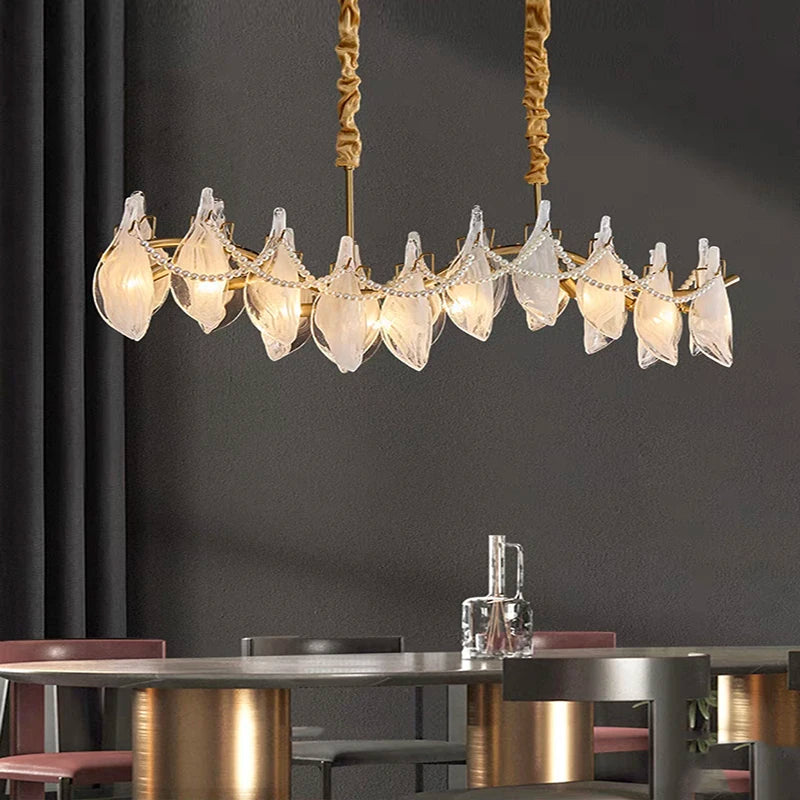 lustre en verre dépoli créatif design moderne élégant en perles - vue 6 sur 10
