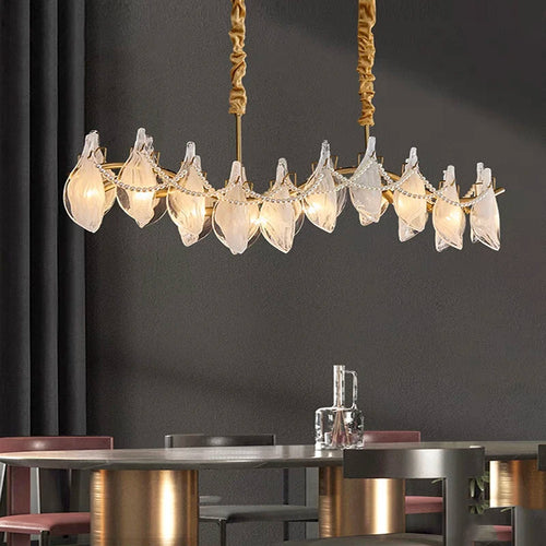 lustre créatif en verre dépoli avec perles suspendu moderne - vue 6 sur 10