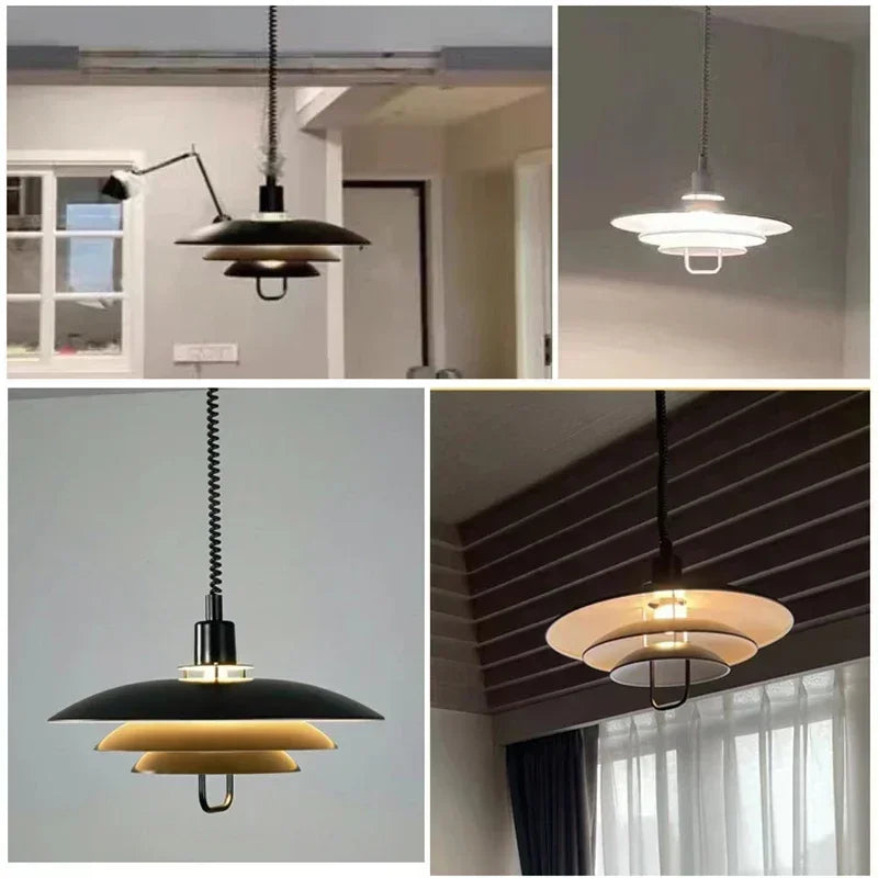Modern adjustable pendant light with adjustable lifting and telescopic capabilities, dining room, living room, indoor decoration - vue 6 sur 12