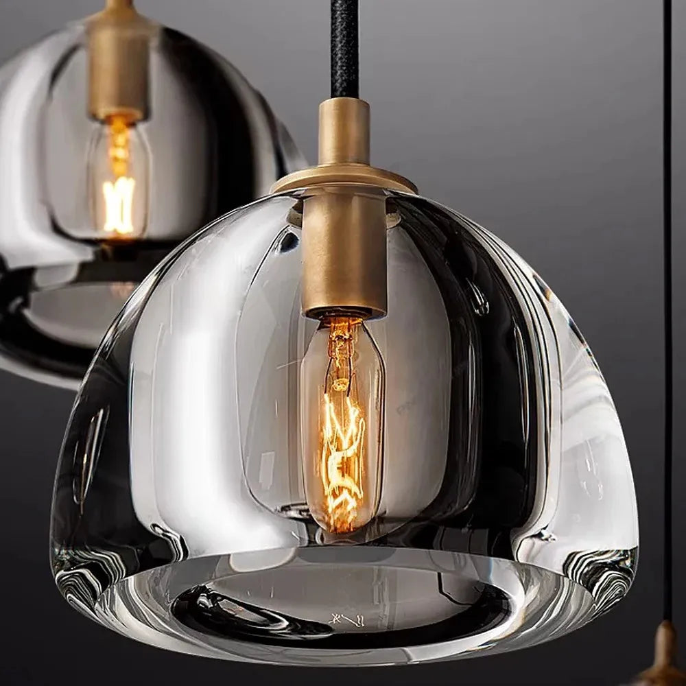 lustre rétro américain en laiton et cristal pour un éclairage élégant - vue 7 sur 20