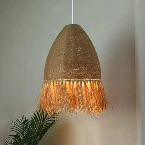 Pendelleuchte aus Rattan im Retro-Stil Wabi Sabi für die Innendekoration - vue 2 sur 11