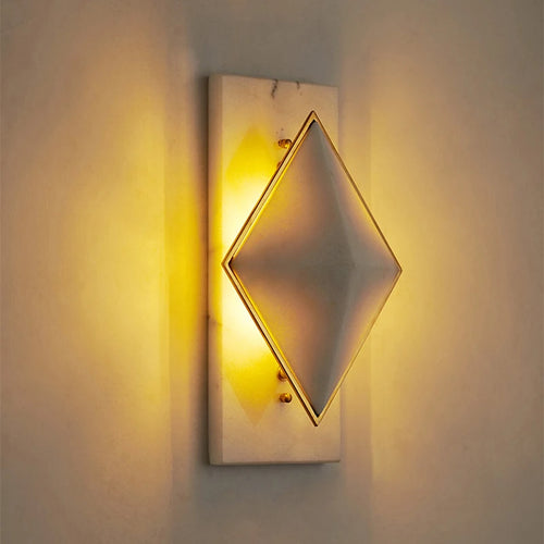 Moderne Wandleuchte aus Marmor im Rauten-Design mit LED, stilvoller Promi-Look - vue 8 sur 18
