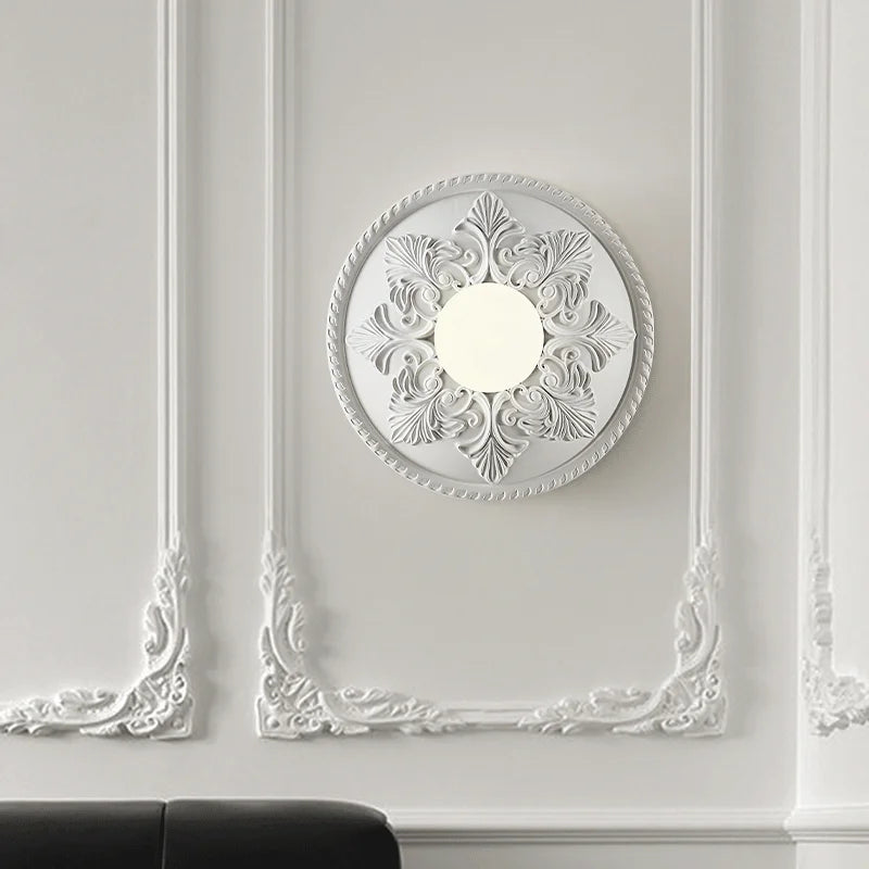 applique murale ronde rétro en verre blanc haut de gamme - vue 5 sur 8
