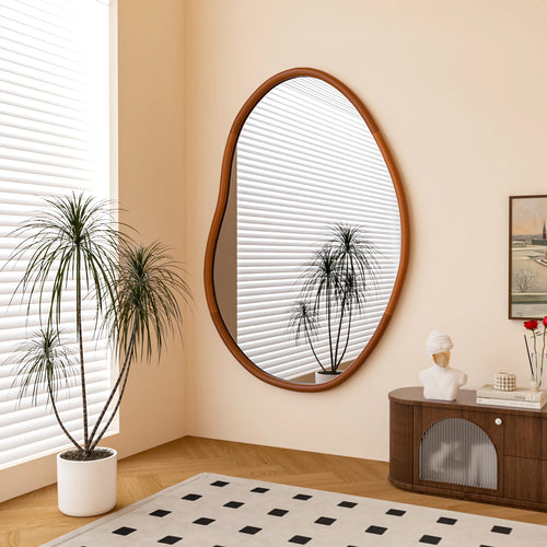 miroir mural décoratif grande taille avec cadre en bois massif - vue 3 sur 7