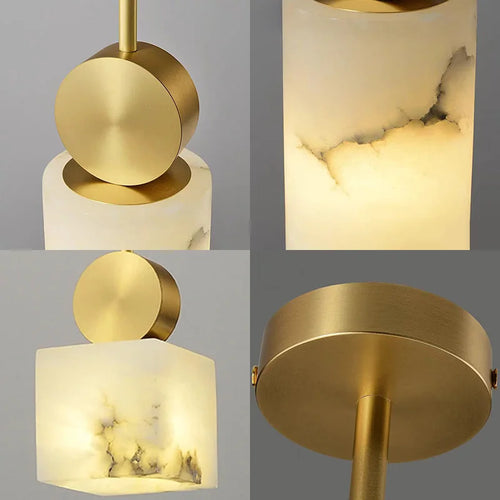 Nordische Pendelleuchte aus Marmor und Kupfer mit LED-Beleuchtung - vue 6 sur 10