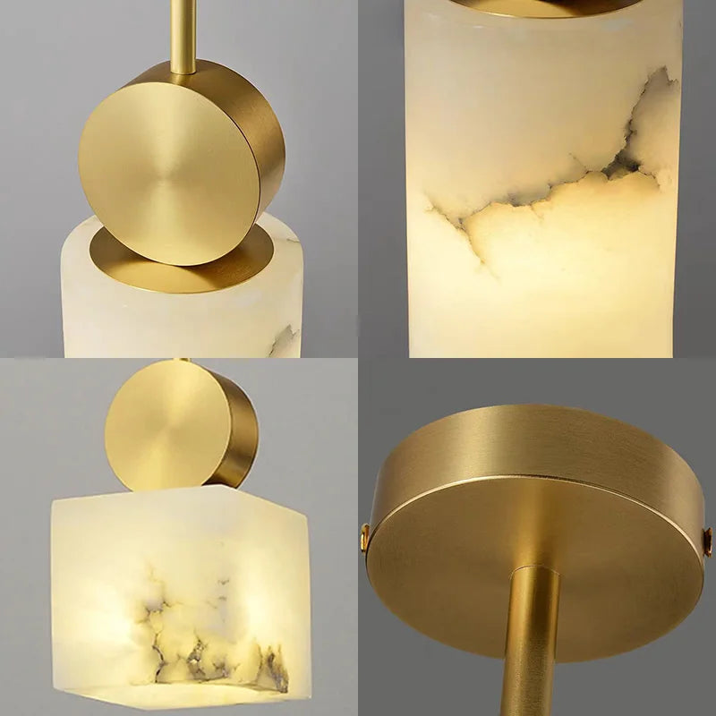 Nordische Pendelleuchte aus Marmor und Kupfer mit LED-Beleuchtung - vue 6 sur 10