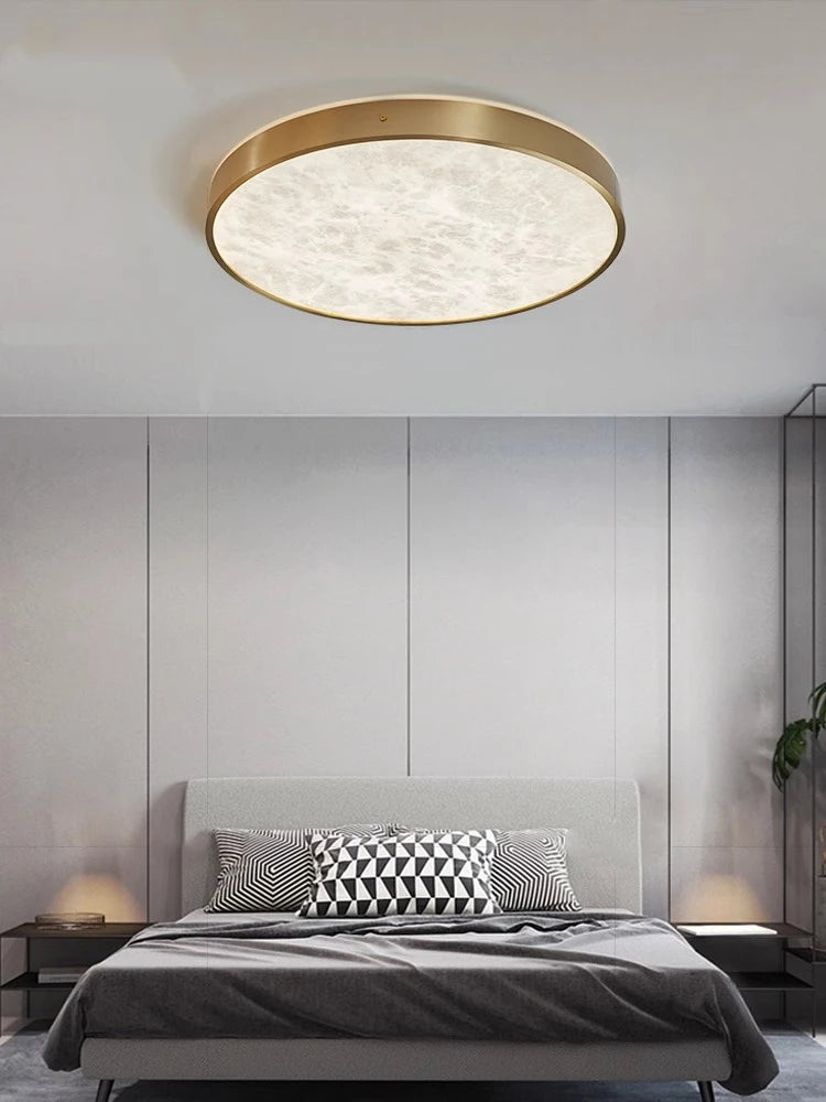 plafonnier led en marbre au design moderne en cuivre brossé - vue 4 sur 11