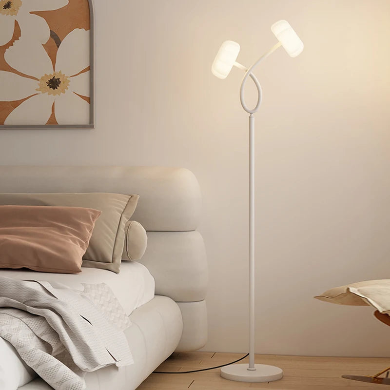 Nordic modern floor lamp white minimalist bedroom, living room, TV cabinet, sofa side decoration LED floor lamp - vue 3 sur 9