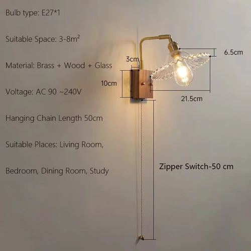 Japanische Vintage-Wandleuchte aus Holz Minimalistische LED-Lampe - vue 11 sur 13