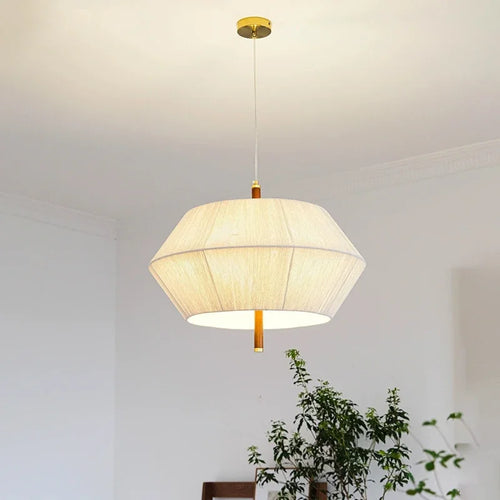 Nordische Retro-Pendelleuchte aus Hanfseil und Rattan mit LED - vue 2 sur 9