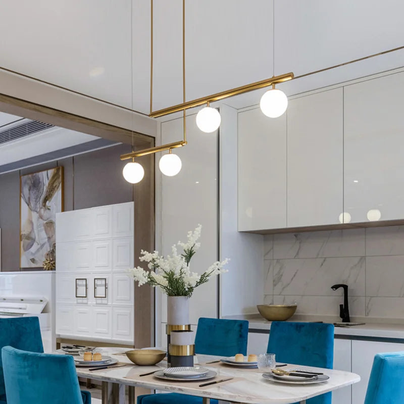 lustre design moderne abat-jour verre nordique éclairage bar luminaire suspendu - vue 3 sur 12