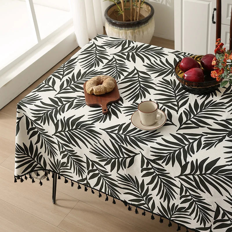 Nappe table motifs pivoines pompons style ins lavable