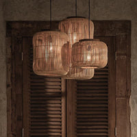 suspension Wabi-sabi lumières chinois rétro salle à manger salon restaurant décor chez l'habitant rotin