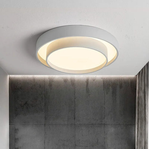 Moderne LED-Deckenleuchte minimalistisch weiß mit doppeltem Runddesign - vue 2 sur 18