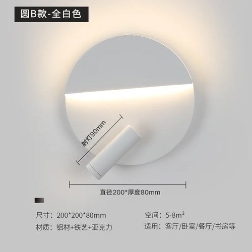 Moderne Wandleuchte mit Schalter und drehbarem Hintergrundlicht - vue 8 sur 11