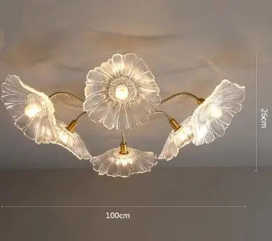 Moderner Glas-Kronleuchter Lotusblüte Design mit LED-Beleuchtung - vue 13 sur 14