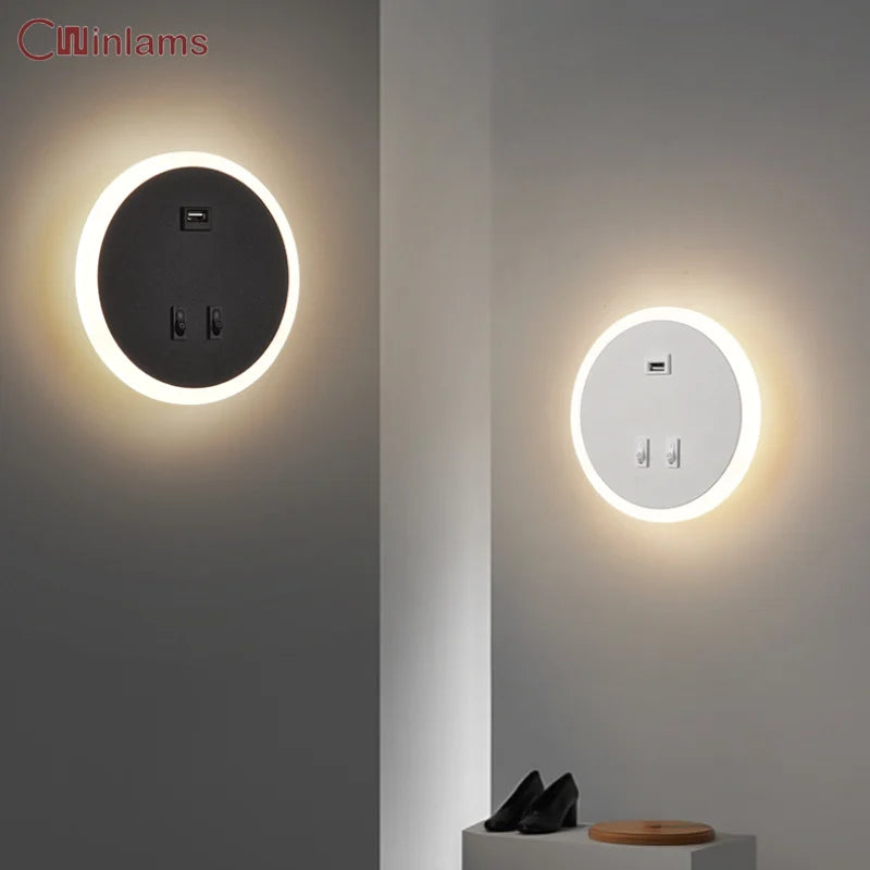 applique murale à led moderne avec port usb pour éclairage d'ambiance - vue 2 sur 8