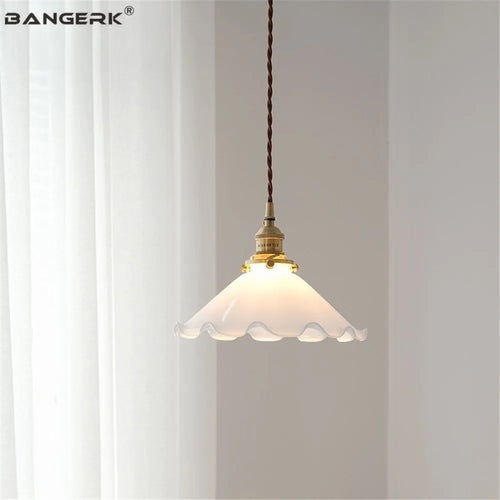 Pendelleuchte aus Messing und Glas – ideal für Loft - vue 5 sur 6