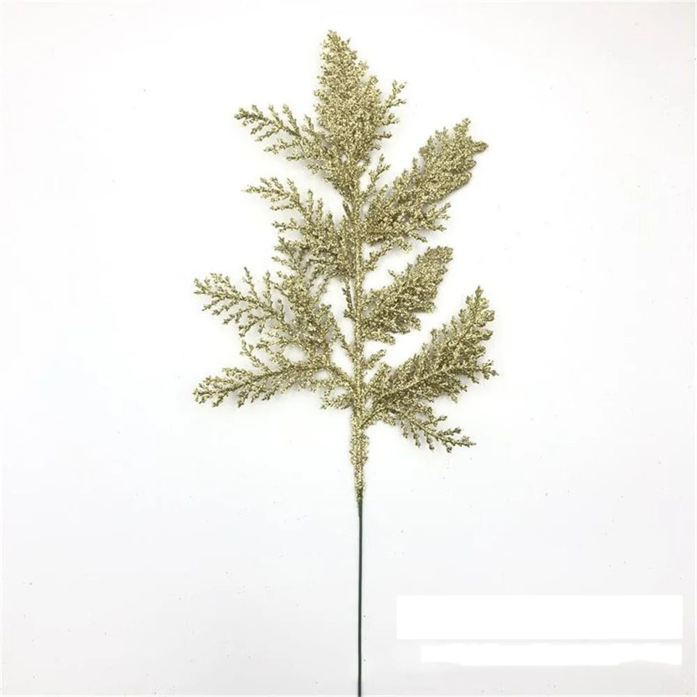 décoration de noël feuilles de pin paillettes pour bricolage couronne arbre - vue 10 sur 17