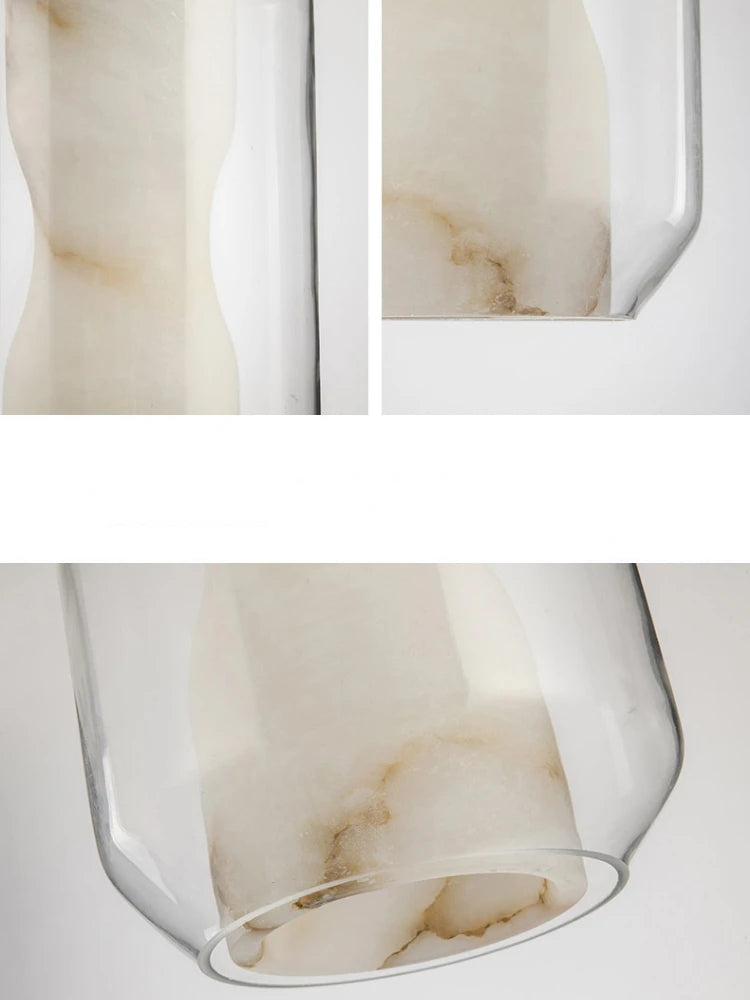 Kronleuchter aus natürlichem Marmor-Glas im modernen, minimalistischen Design - vue 5 sur 8