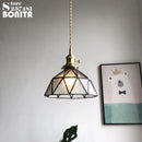 suspension en verre pur avec design ondulé en cuivre