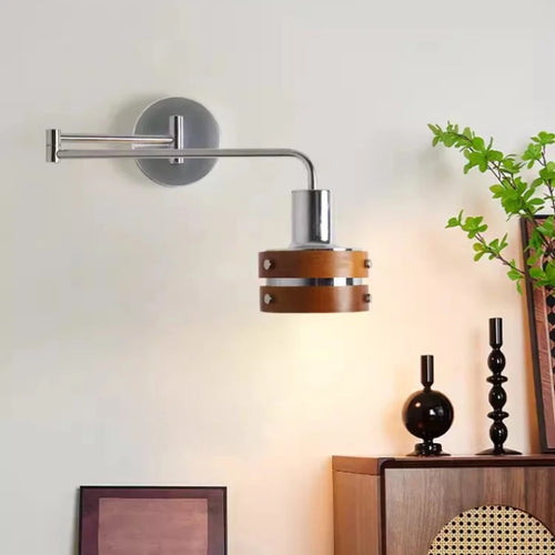 Retro Wandleuchte klappbar aus Massivholz für Leseecke - vue 6 sur 10