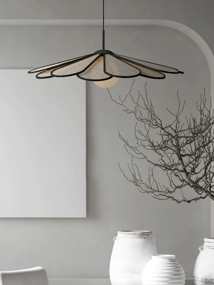 lustre créatif en rotin style japonais moderne pour intérieur élégant - vue 4 sur 8