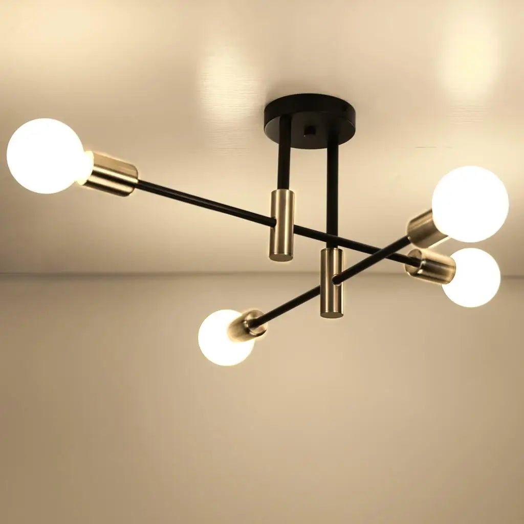 Lustre industriel rétro en fer forgé - vue 3 sur 19