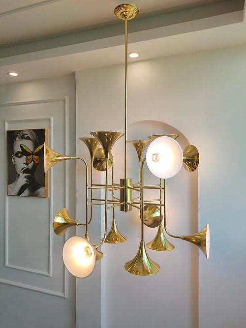 plafonnier led design corne d'or pour décoration intérieure créative - vue 4 sur 5