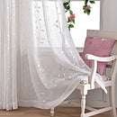 Voilage tulle brodé motif feuilles pour salon chambre