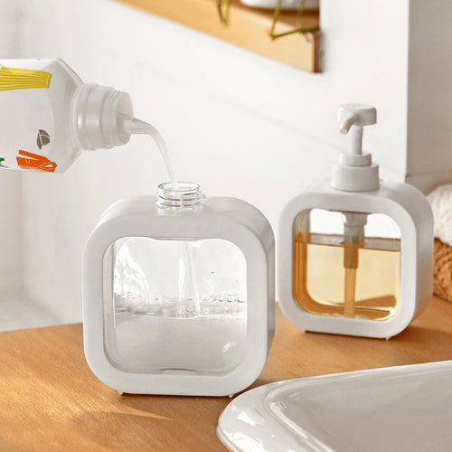 A large-capacity soap dispenser bottle, transparent visible plastic press bottle, suitable for travel, kitchen, bathroom - vue 5 sur 8