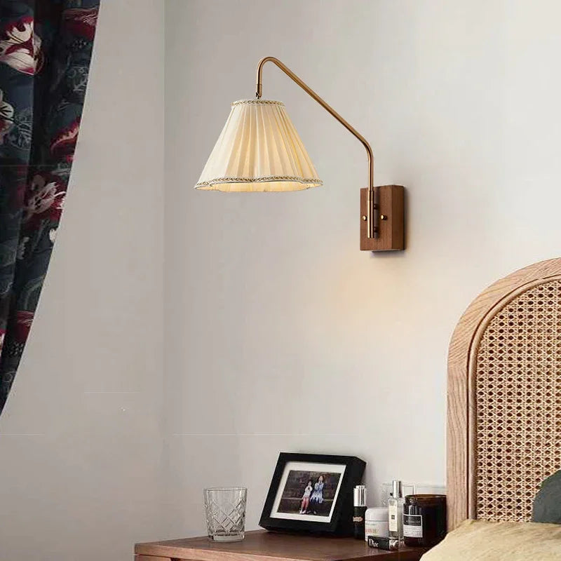 Retro Bedroom Wall Lamp, Nordic Nostalgic Wooden Homestay, Living Room, Dining Room, Study, Bedside Decoration, LED Wall Lamp - vue 3 sur 8