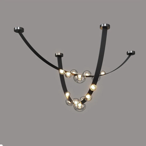 Kronleuchter LED Design Minimalistisch aus Leder und Glas für Dekoration - vue 2 sur 8