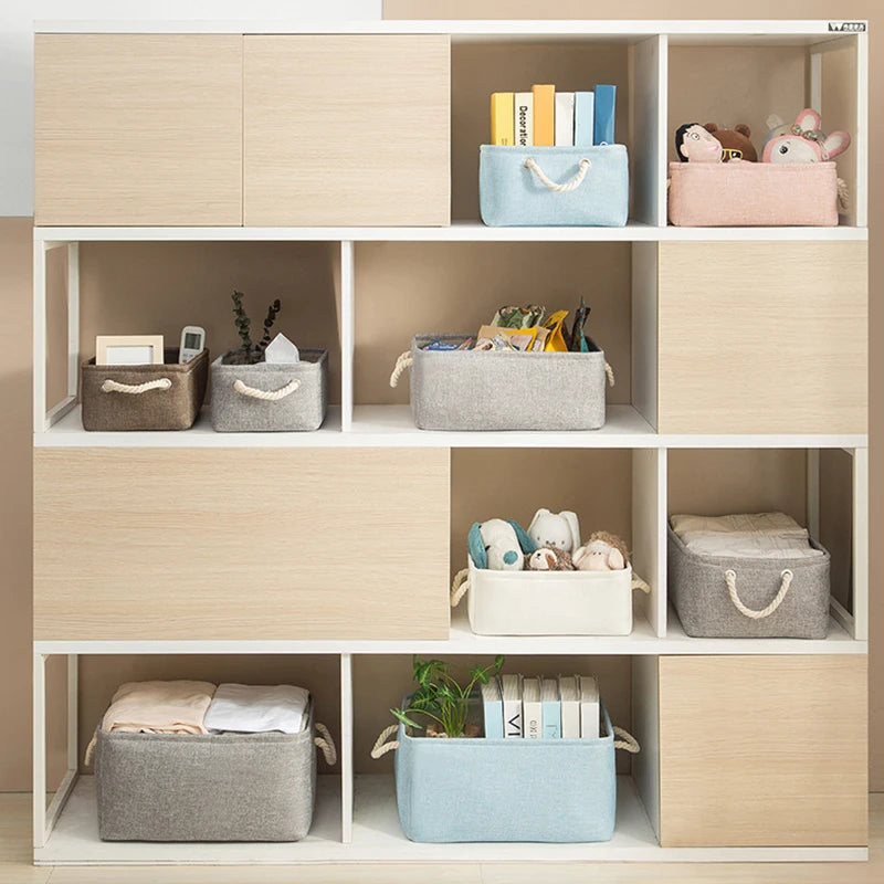 Pannier organisateur de jouets en coton et lin pour enfants - vue 6 sur 11
