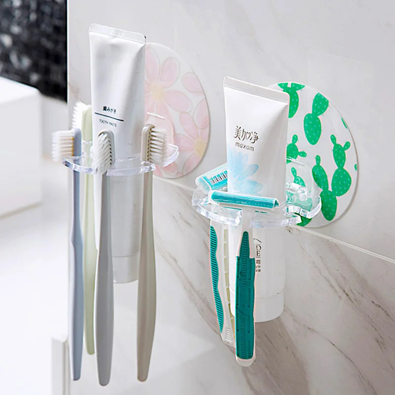 porte-brosse à dents auto-adhésif avec support et distributeur intégré - vue 3 sur 14