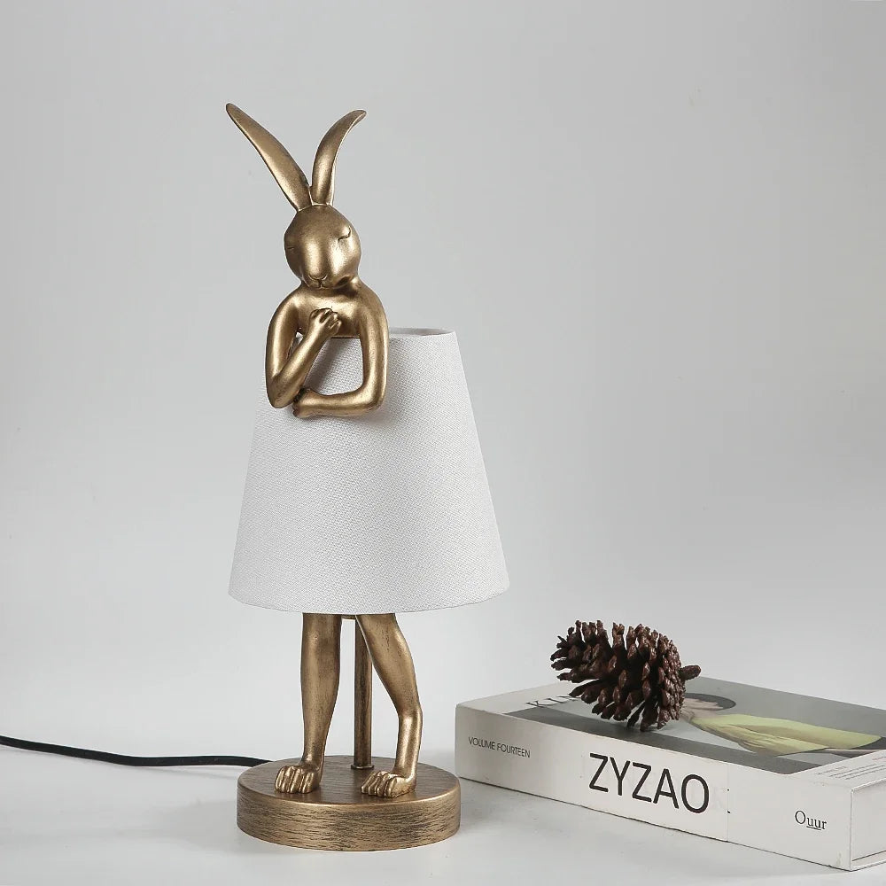 lampe de bureau lapin en résine design rétro pour décoration intérieure - vue 5 sur 12
