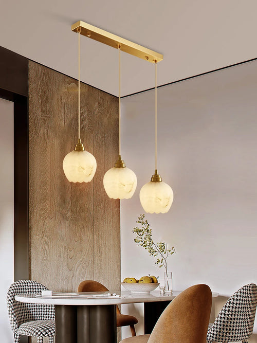 Nordische Pendelleuchte aus Marmor und Kupfer im minimalistischen Design - vue 5 sur 9