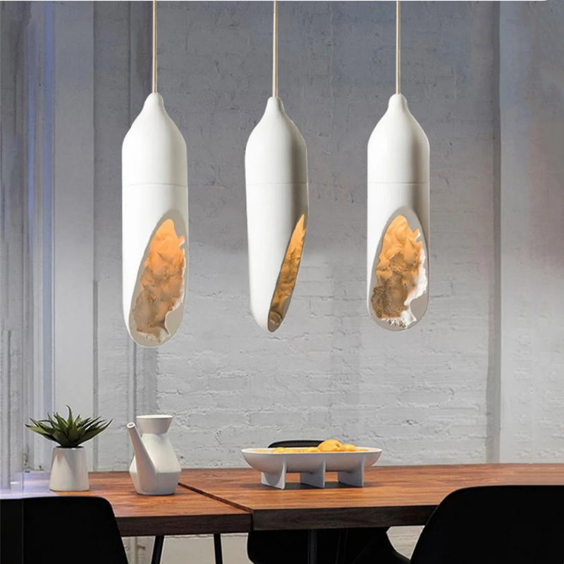 Janpanese Wabi Sabi suspension moderne créative plâtre suspension lampe Foyer cuisine chambre chevet abstrait blanc lustre