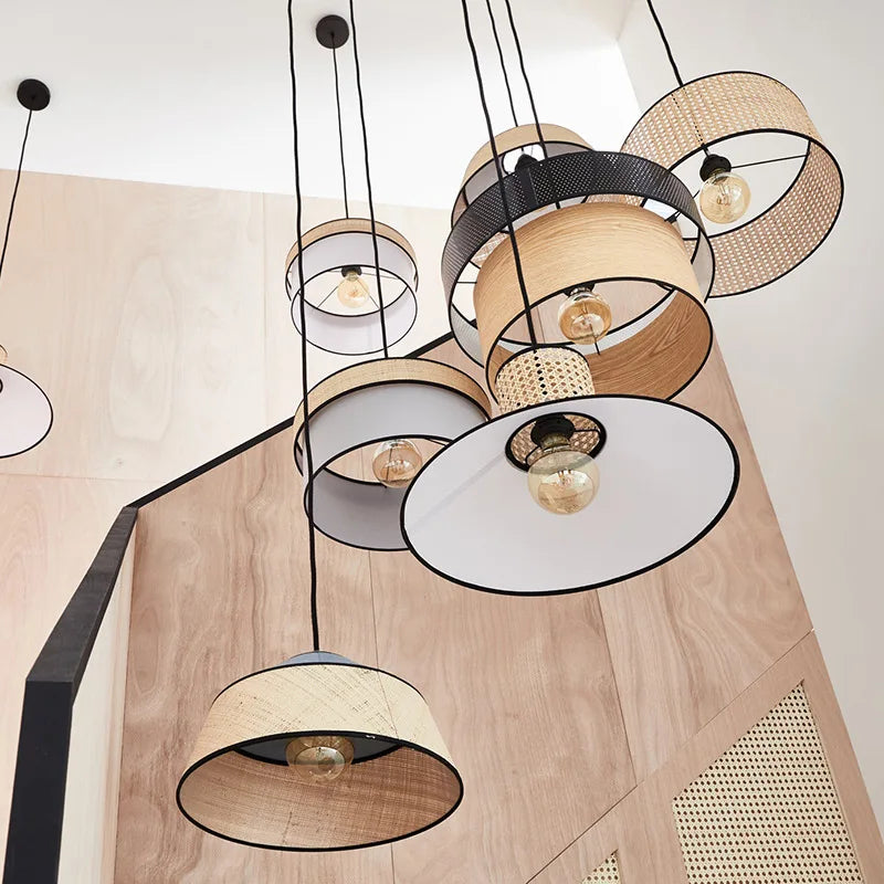lampes suspendues en bambou japonais style nordique simple et créatif - vue 3 sur 8