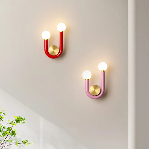 applique murale artistique en métal avec tube en u pour éclairage intérieur