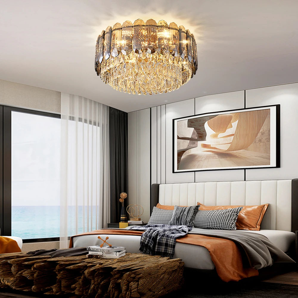 plafonnier led smokey gris luxe moderne déco intérieur salon collection 2023 - vue 7 sur 28