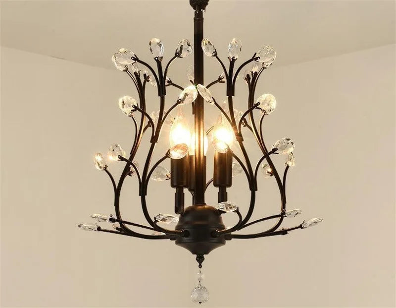 lustre vintage en cristal à quatre branches pour éclairage élégant - vue 6 sur 8