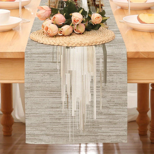 Chemin de table motifs rayures abstraites style minimaliste - vue 2 sur 6