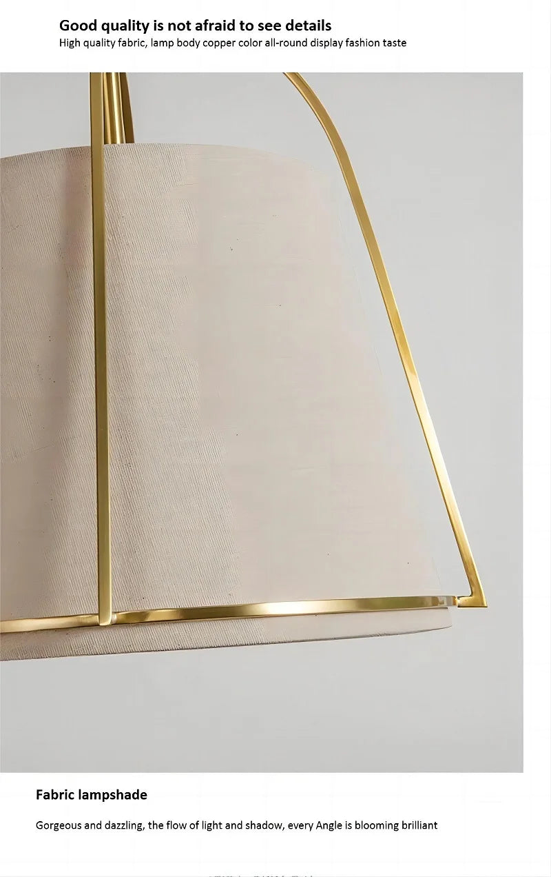 lustre américain simple en tissu avec lumière led créative - vue 7 sur 7