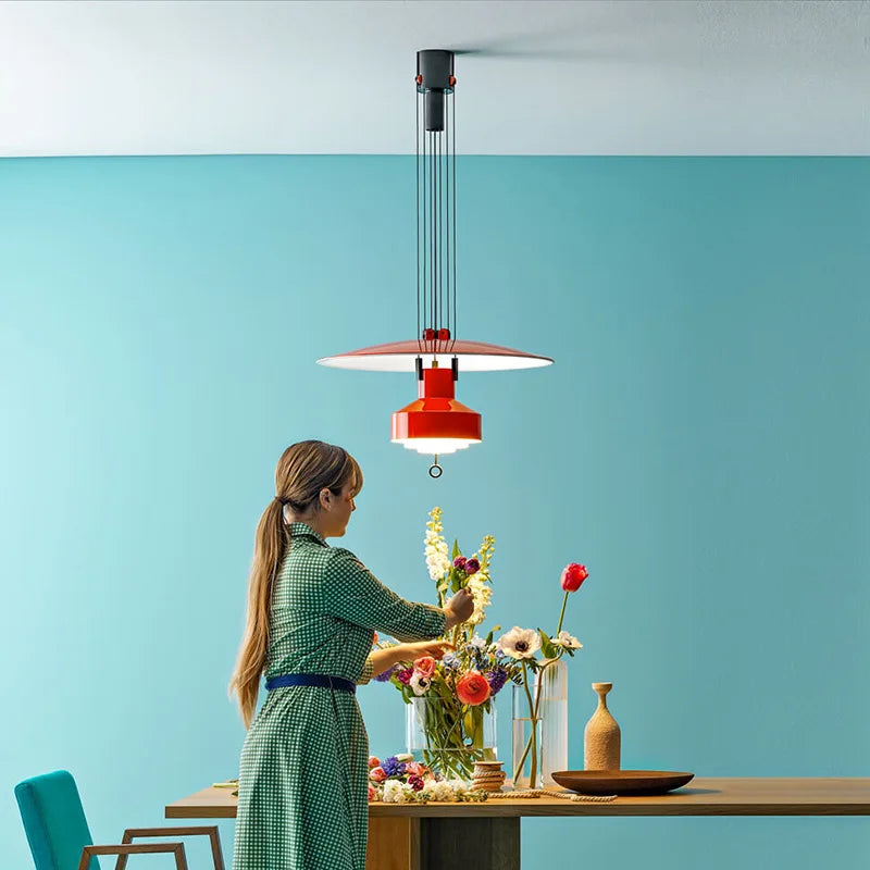 Height Adjustable Suspension Italian Designer Pendant Lamp Hanging Light For Kitchen Restaurant Living Dining Room - vue 4 sur 14