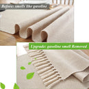 Chemin de table lin brodé style rustique beige 8 mots
