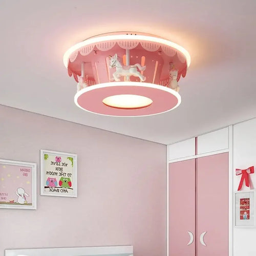 plafonnier led carrousel créative dessin animé luminaire pour filles